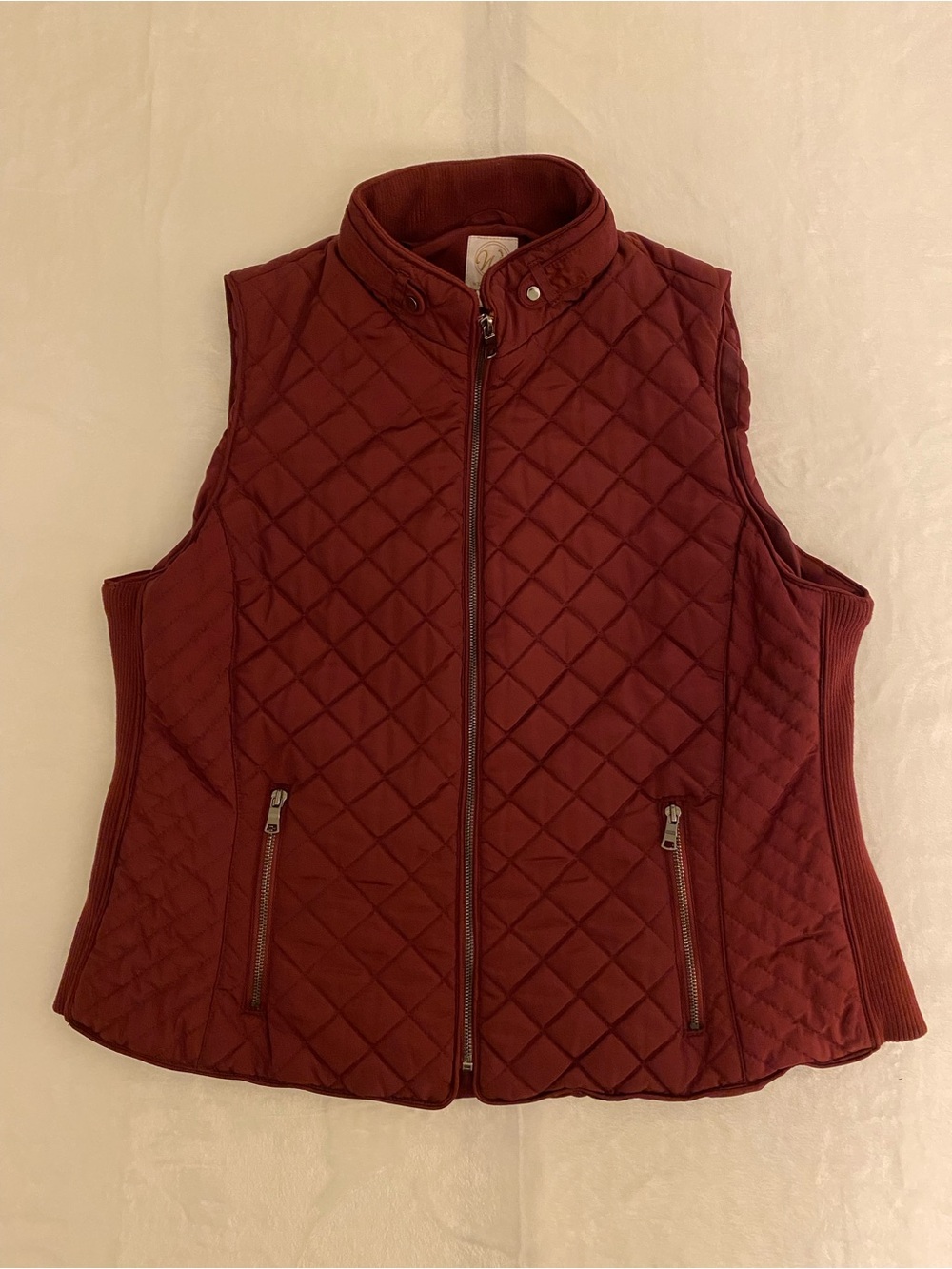 Westport Women Quilted Sleeveless Vest - Burgundy 1X